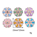 Flower rose gold 20mm snap button Alloy  rhinestone
