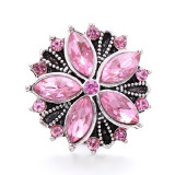 Flower 20mm snap button Alloy  rhinestone
