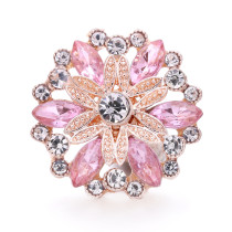 Flower rose gold 20mm snap button Alloy  rhinestone