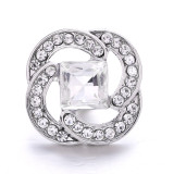 four-leaf clover  20mm snap button Alloy  rhinestone
