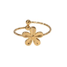 Flower Ring Gold Plated Stainless Steel Open Ring