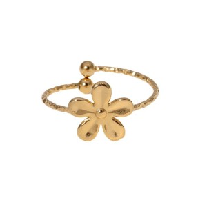Flower Ring Gold Plated Stainless Steel Open Ring