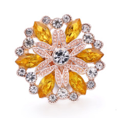 Flower rose gold 20mm snap button Alloy  rhinestone