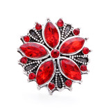 Flower 20mm snap button Alloy  rhinestone