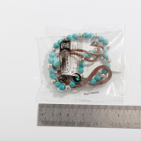 Retro imitation turquoise sweater chain bead necklace cowboy style