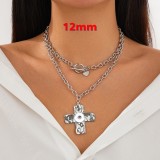 12MM snap button jewelry Metal cross pendant OT buckle necklace