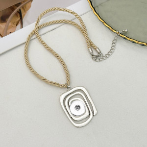 Metal large flower pendant necklace with threaded five leaf flower  20mm snap button jewelry