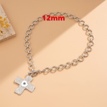 12MM snap button jewelry Metal cross pendant OT buckle necklace