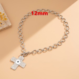 12MM snap button jewelry Metal cross pendant OT buckle necklace