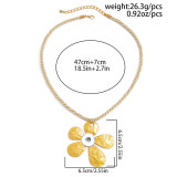 Metal large flower pendant necklace with threaded five leaf flower  20mm snap button jewelry