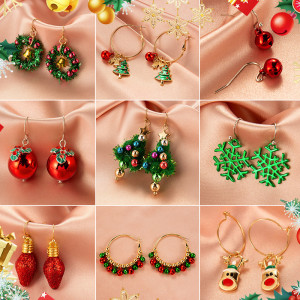 Christmas decorations, Christmas tree earrings, snowman bells, earrings for women