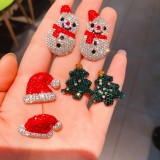 New Christmas Earrings, Snowman Christmas Hat, Christmas Tree Pottery Earrings