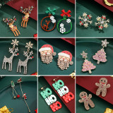 Christmas alloy earrings, Christmas hat, reindeer drill, Christmas tree, gingerbread man