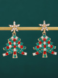 rhinestone Christmas Tree Earrings for Women's Christmas Earrings