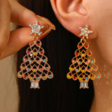rhinestone Christmas Tree Earrings for Women's Christmas Earrings