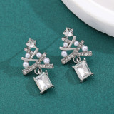 rhinestone Christmas Tree Earrings for Women's Christmas Earrings