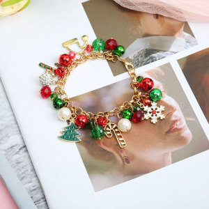 Christmas jewelry hanging pearl bells, diamond balls, crystal beads, snowflake trees, alloy bracelet