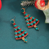rhinestone Christmas Tree Earrings for Women's Christmas Earrings
