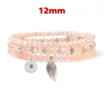 4mm Stone Bead Bracelet, Female Leaf Three Layer Bracelet 12MM SNAP Bracelet