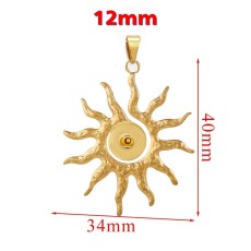 Stainless steel SUN Pendant fit 12MM Snaps button wholesale