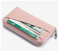 Genuine leather wallet, women's large capacity RFID cattle pickup bag, hand-held bag, mobile phone bag