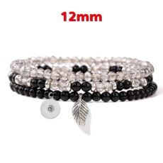 4mm Stone Bead Bracelet, Female Leaf Three Layer Bracelet 12MM SNAP Bracelet