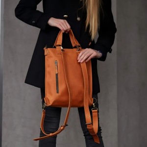 Retro women's PU leather notebook handbag backpack