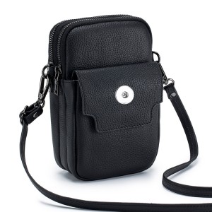 New Fashion Women's Bag Double layer Zipper Vertical Phone Bag Large Capacity Women's Genuine Leather Crossbody Bag