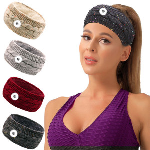 20mm snap jewelry New product with velvet hair accessories, autumn and winter yarn knitted headband
