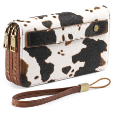 Hot selling women's long wallet with double zippers and a large capacity double-layer soft leather wallet