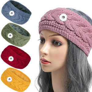 20mm snap jewelry Winter velvet hair accessories, yarn knitted headband, warm sports headband