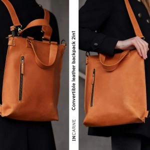 Retro women's PU leather notebook handbag backpack