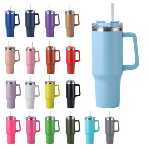 Car cup 40oz handle insulated cup 304 stainless steel large capacity insulated straw ice cream cup