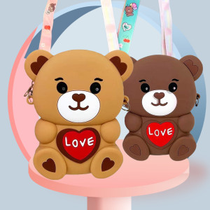 Cartoon Bear Bag Silicone Medium Large Diagonal Cross Phone Bag for Women
