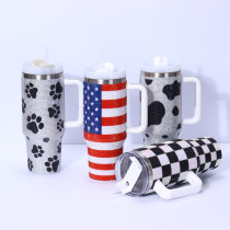 40oz diamond studded car cup with large capacity and handle, ice cream cup, 304 stainless steel vacuum insulated cup