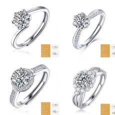 Moissanite Engagement Ring for Couples, 1 Carat S925 Silver, Non-Fading