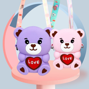 Cartoon Bear Bag Silicone Medium Large Diagonal Cross Phone Bag for Women