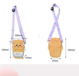 Angel wings, butter teddy bear, silicone coin purse, children's crossbody bag