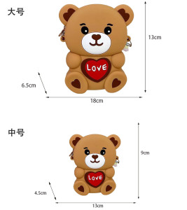 Cartoon Bear Bag Silicone Medium Large Diagonal Cross Phone Bag for Women