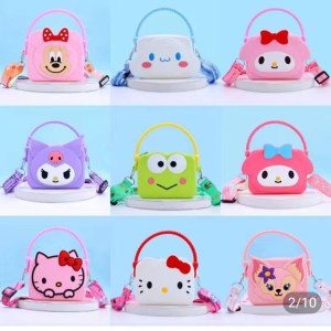 New cute Kuromi silicone coin purse, big ear dog children's crossbody bag, shoulder bag, cartoon princess bag