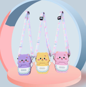 Angel wings, butter teddy bear, silicone coin purse, children's crossbody bag