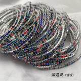 10pcs/ lot 2mm Rhinestones Sparkling Elastic Bracelet silver-plated