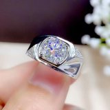 Square men's ring, internet famous men's ring Copper zircon Adjustable opening