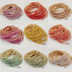 10pcs/ lot 2mm Acrylic rhinestones Sparkling Elastic Bracelet gold-plated