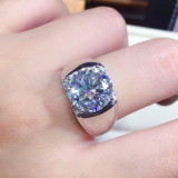 Square men's ring, internet famous men's ring Copper zircon Adjustable opening