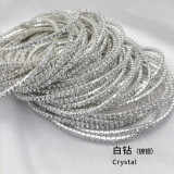 10pcs/ lot 2mm Rhinestones Sparkling Elastic Bracelet silver-plated