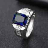 Square men's ring, internet famous men's ring Copper zircon Adjustable opening