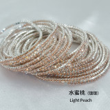 10pcs/ lot 2mm Rhinestones Sparkling Elastic Bracelet silver-plated