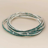 10pcs/ lot 2mm Rhinestones Sparkling Elastic Bracelet silver-plated