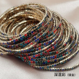 10pcs/ lot 2mm Rhinestones Sparkling Elastic Bracelet gold-plated